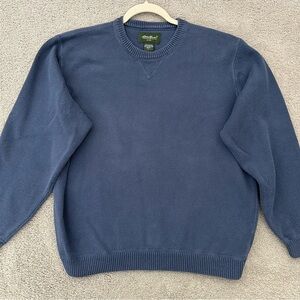 Eddie Bauer Blue Crewneck Pullover Sweater 100% Cotton